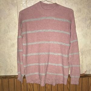 Pink & gray striped American eagle sweater (xxs)